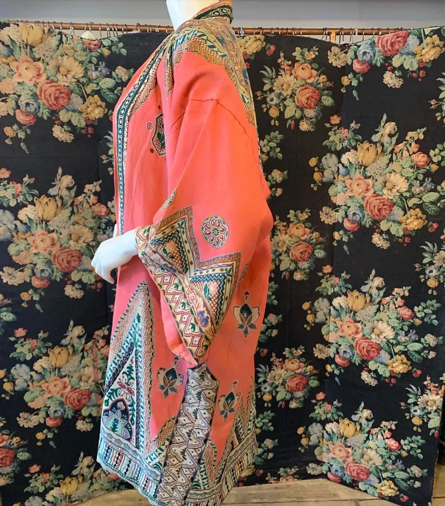 1920s Pink Silk Robe