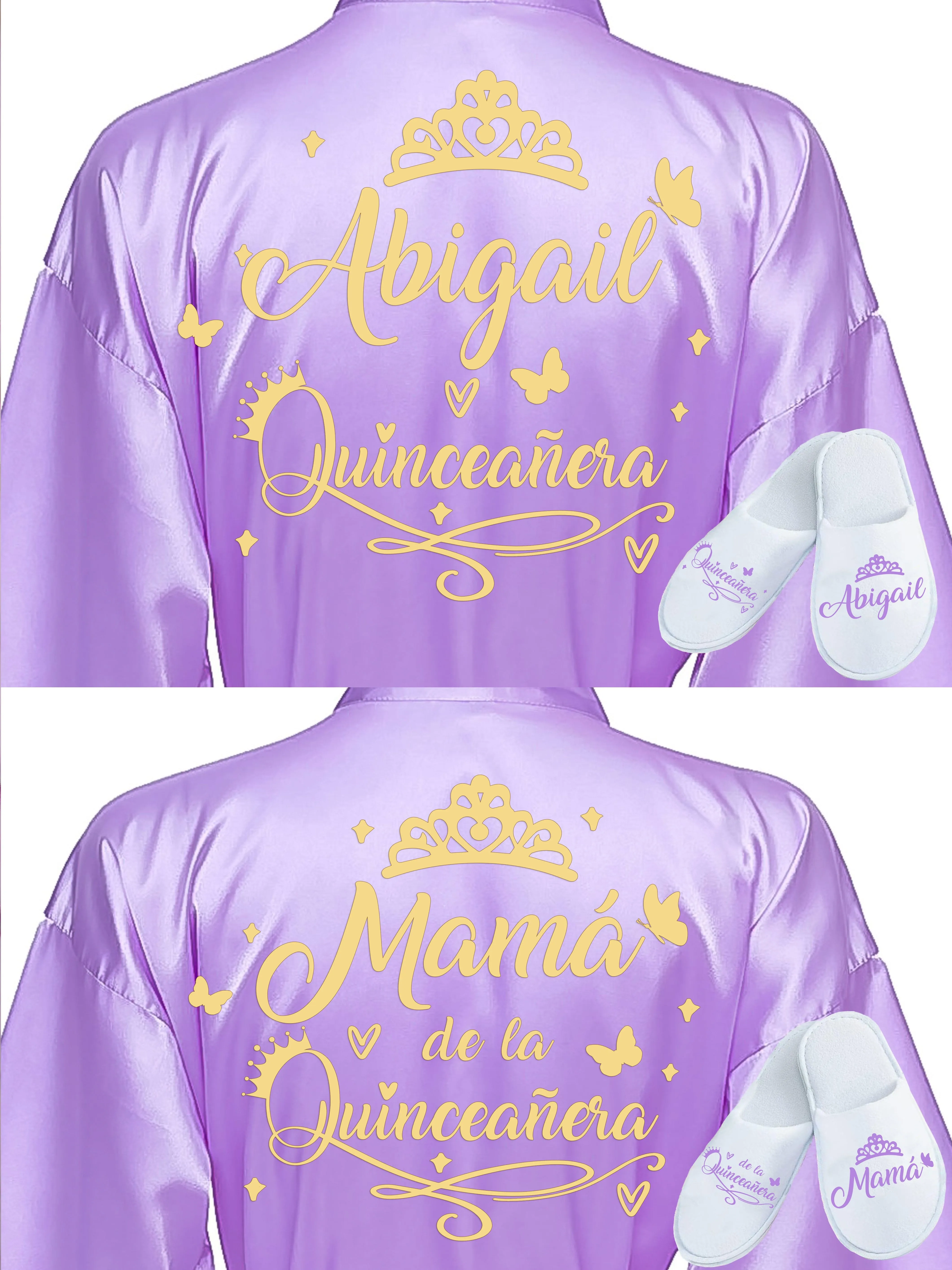 2 Batas y zapatillas Quinceanera Lavender with Gold