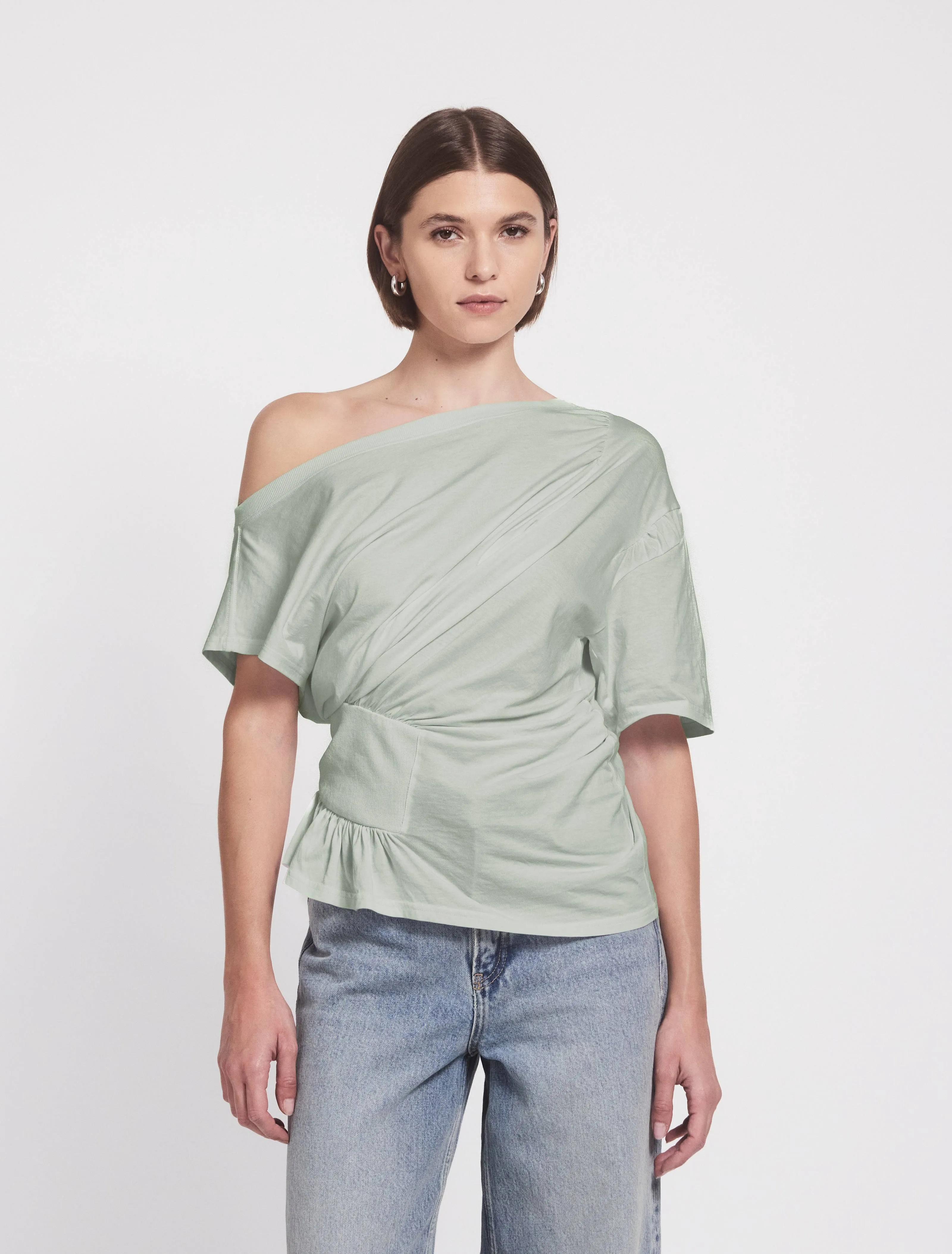 Agathi Draped Top in Pale Sage