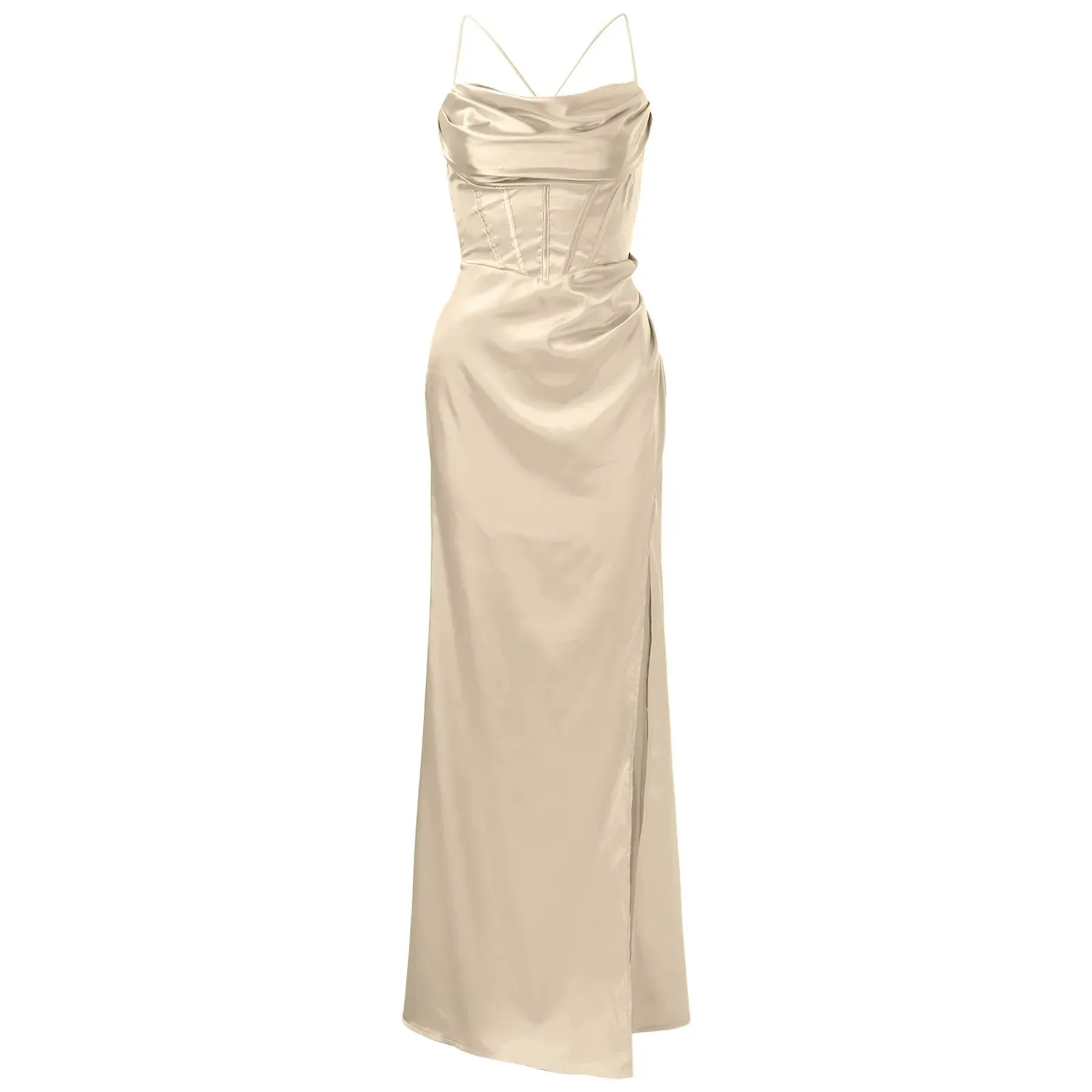 Années 80 Robe De Soirée Longue Bustier En Satin