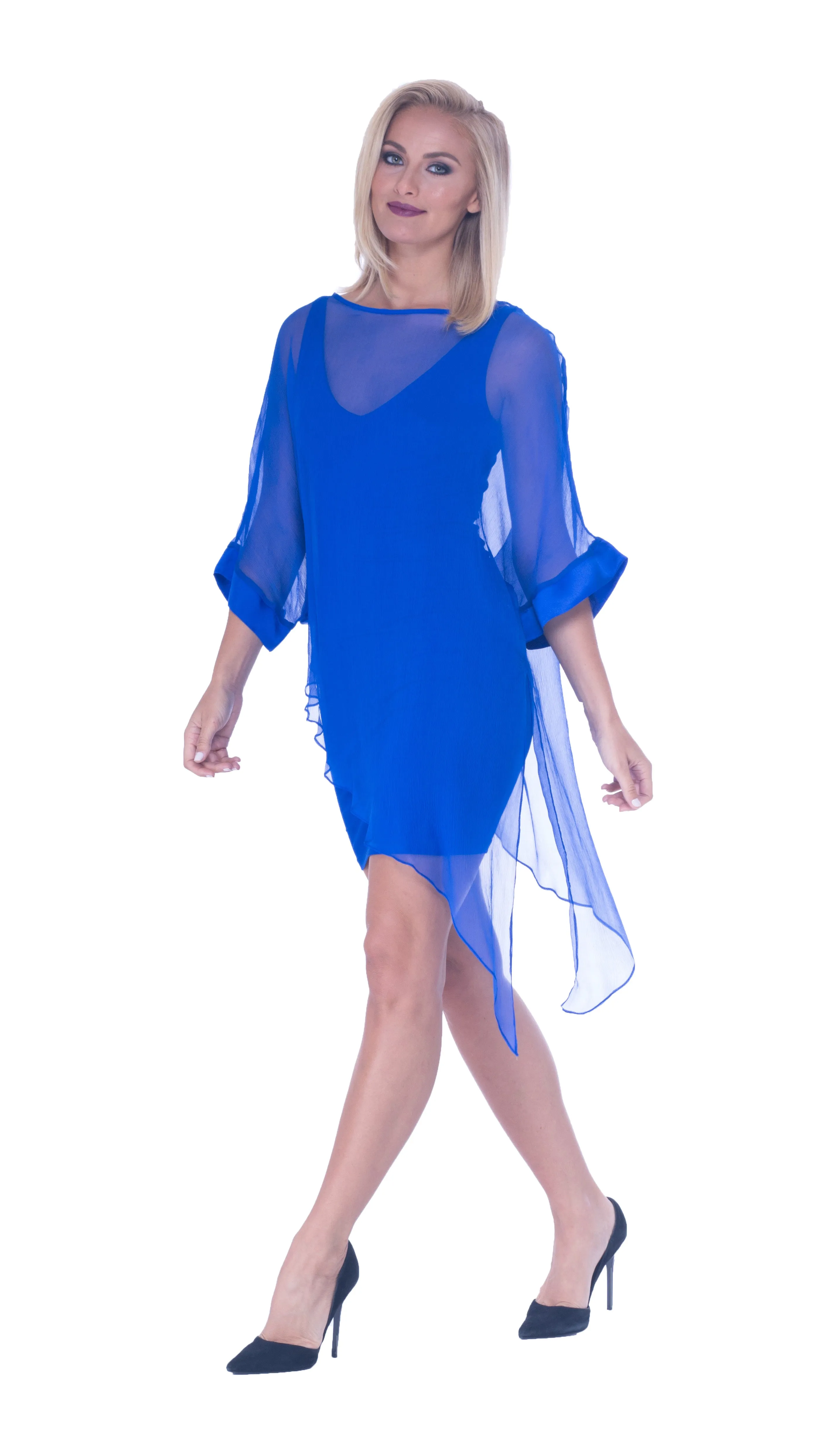 Ariel Asymmetrical V-Neck Draped Dress