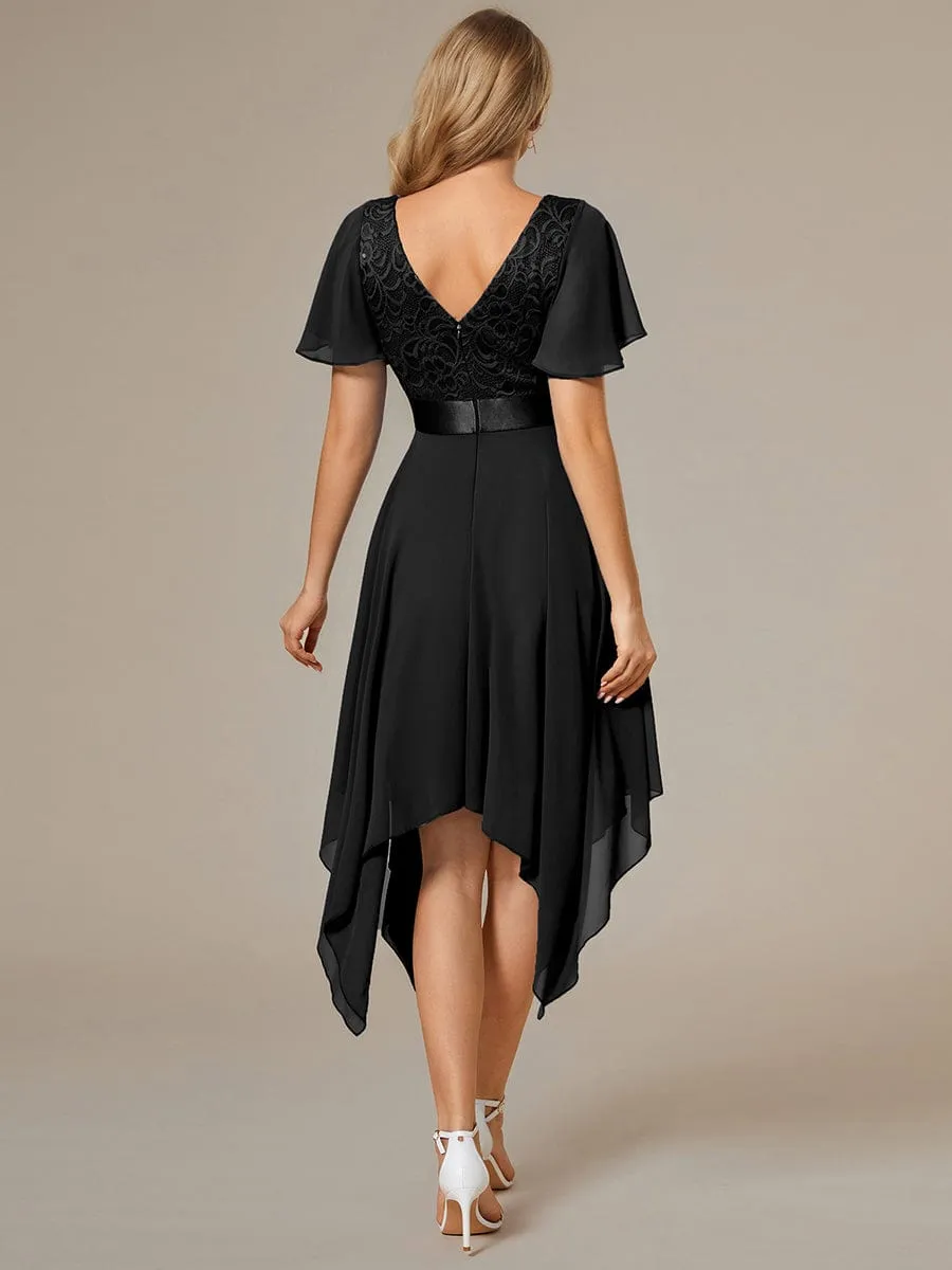 Asymmetrical Chiffon Mini Dress