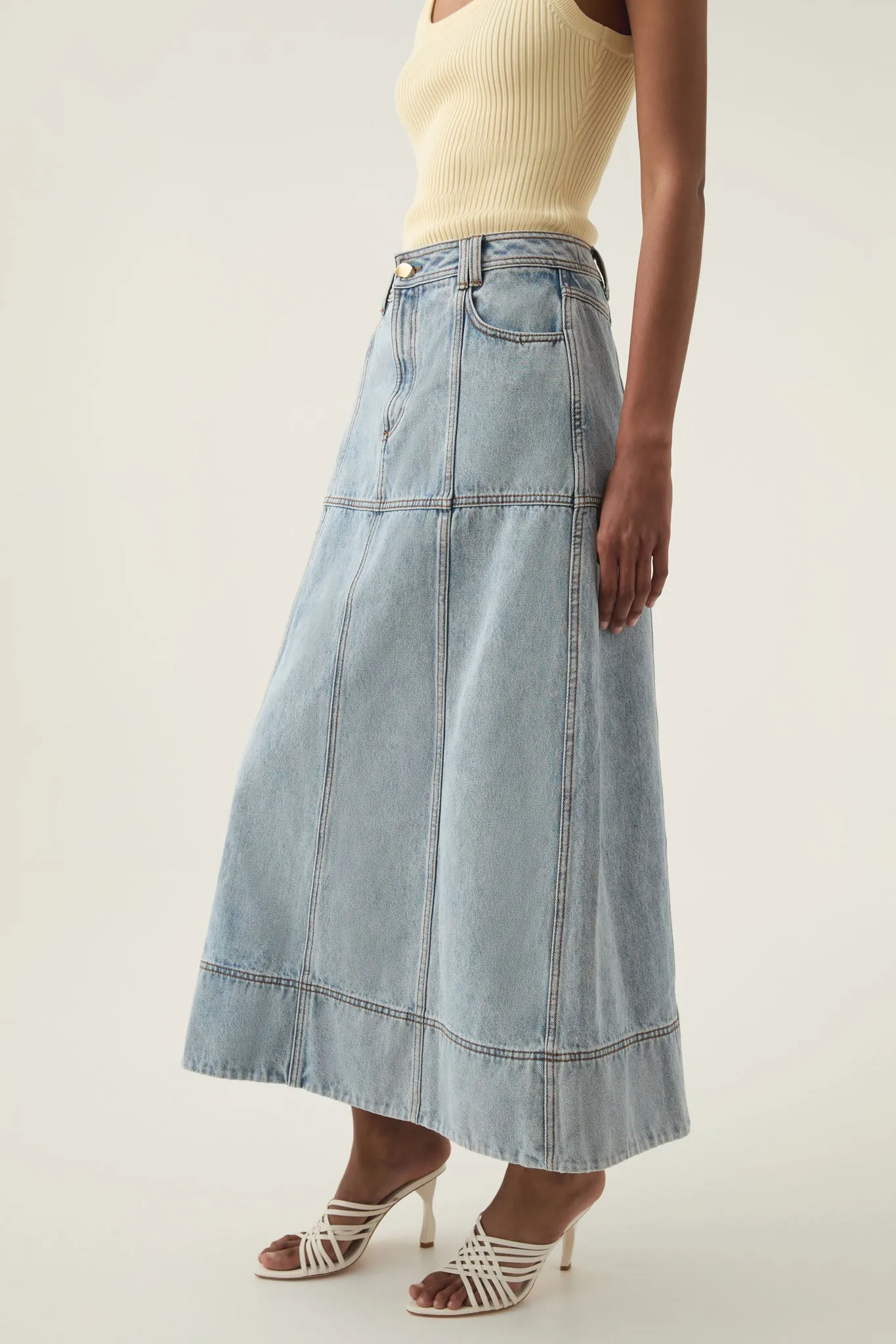 Aura Denim Midi Skirt