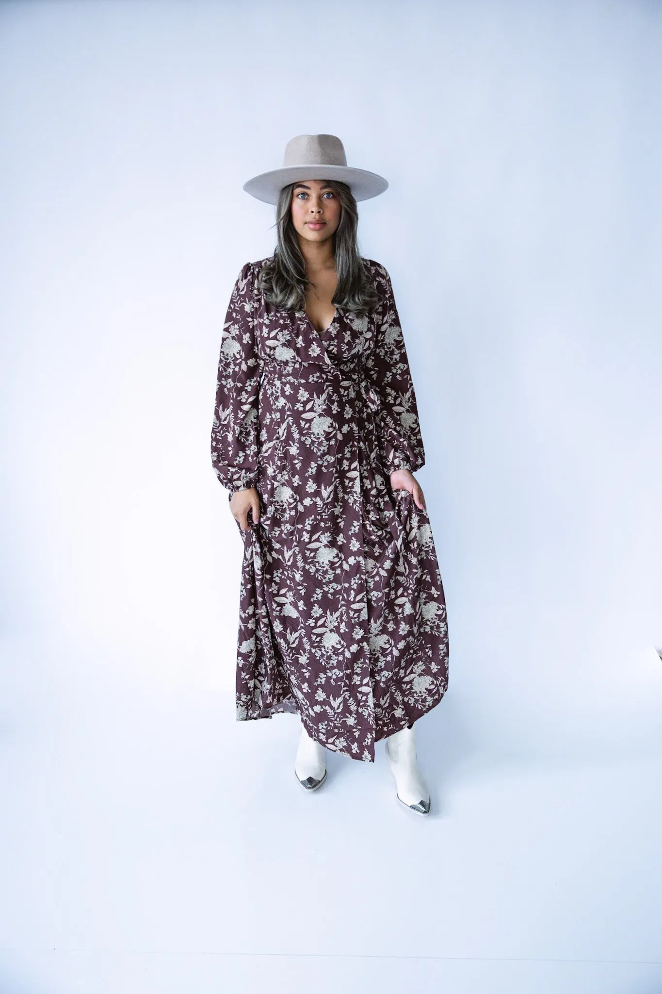 Autumn Bloom Wrap Maxi Dress