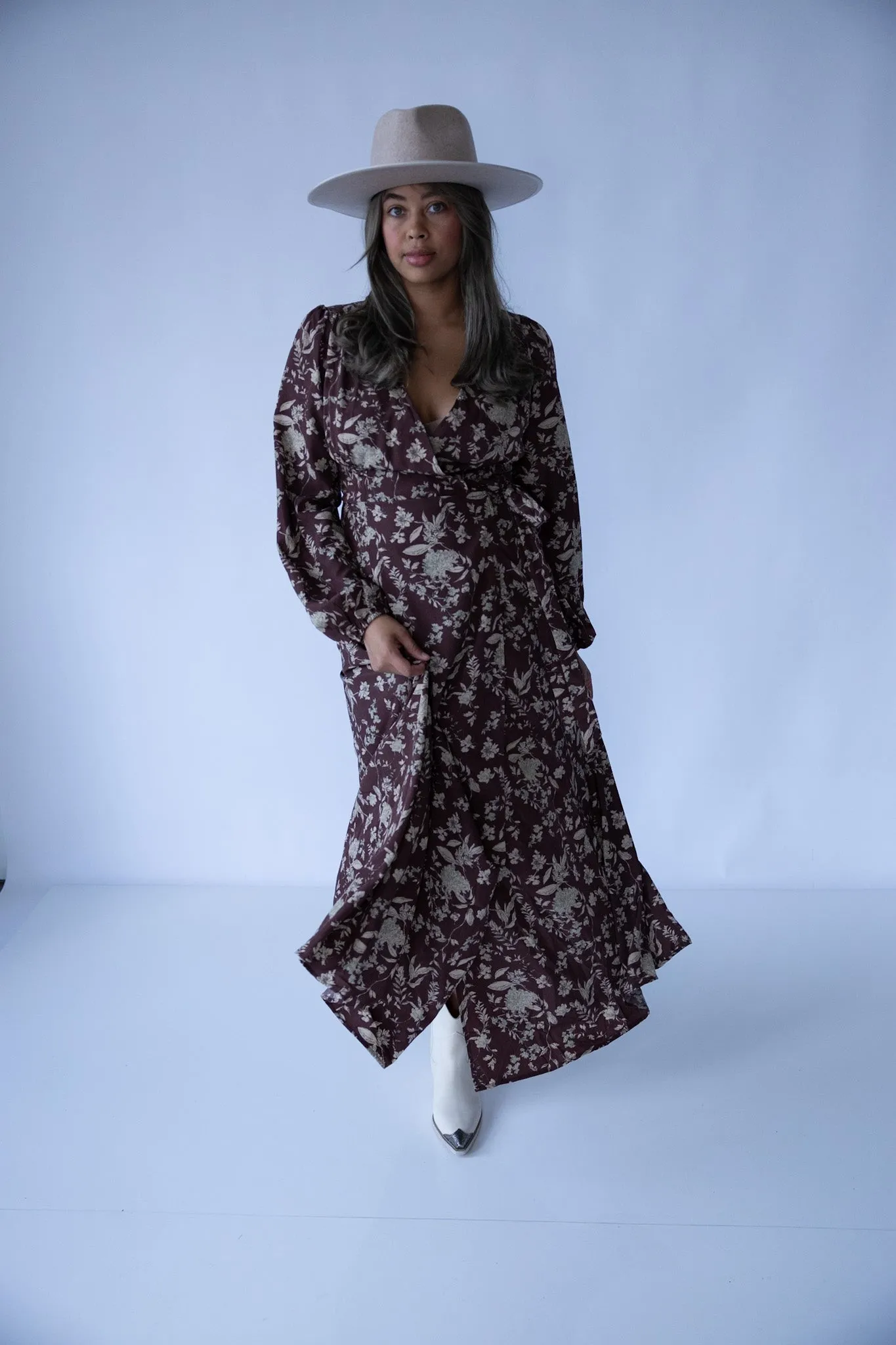 Autumn Bloom Wrap Maxi Dress