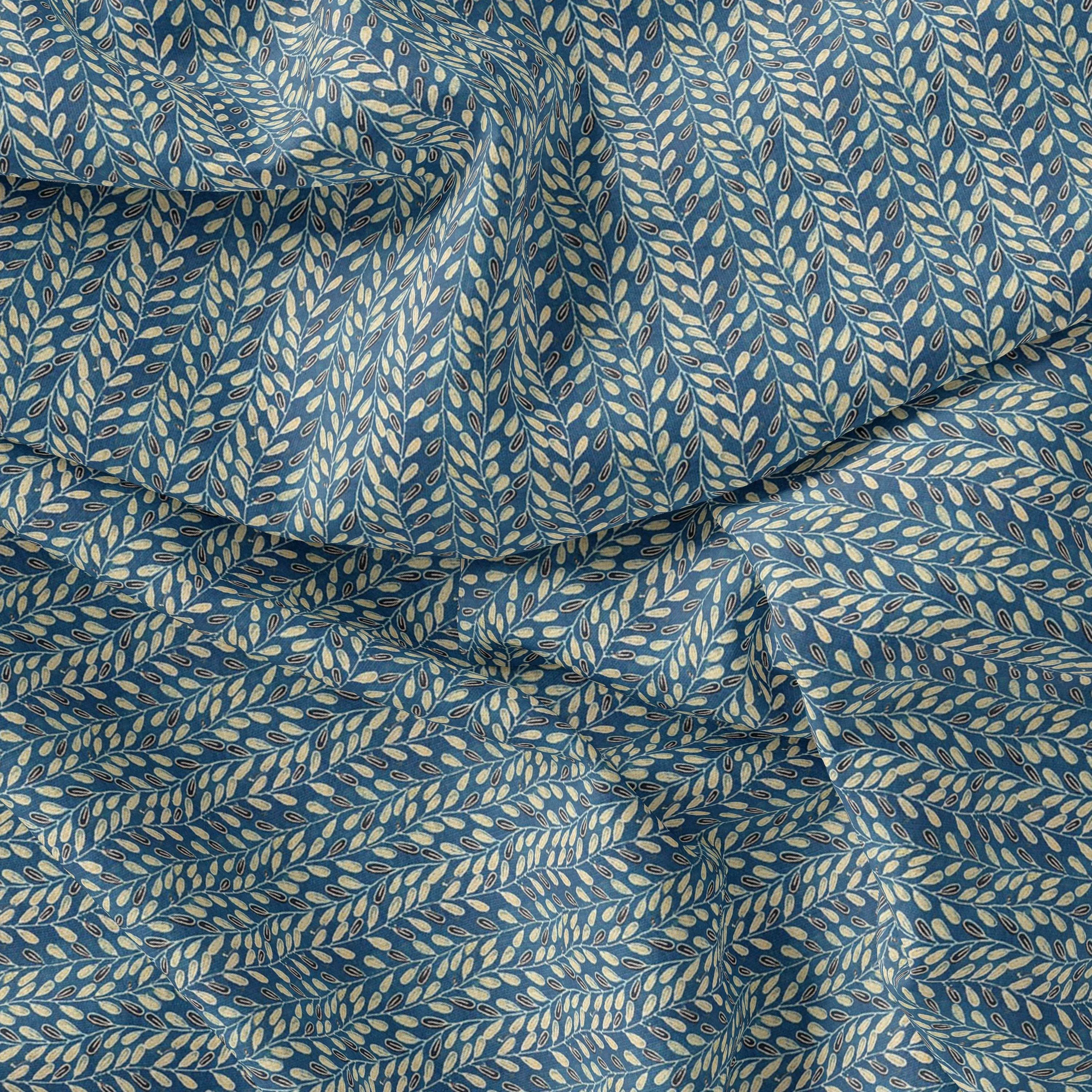 Beautiful Valley Of Leaves With Blue Digital Printed Fabric - Weightless