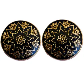 Black & Golden Color Meenakari Design Round 1 Hole Metal Buttons