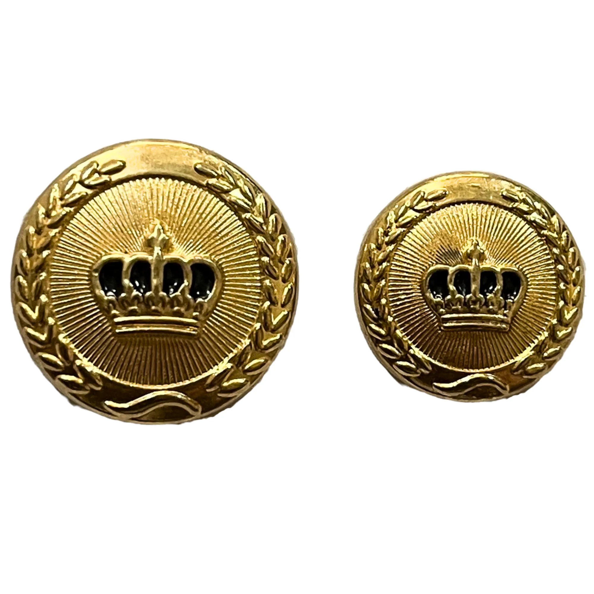 Black & Golden King and Queen Crown Design Round 1 Hole Metal Buttons