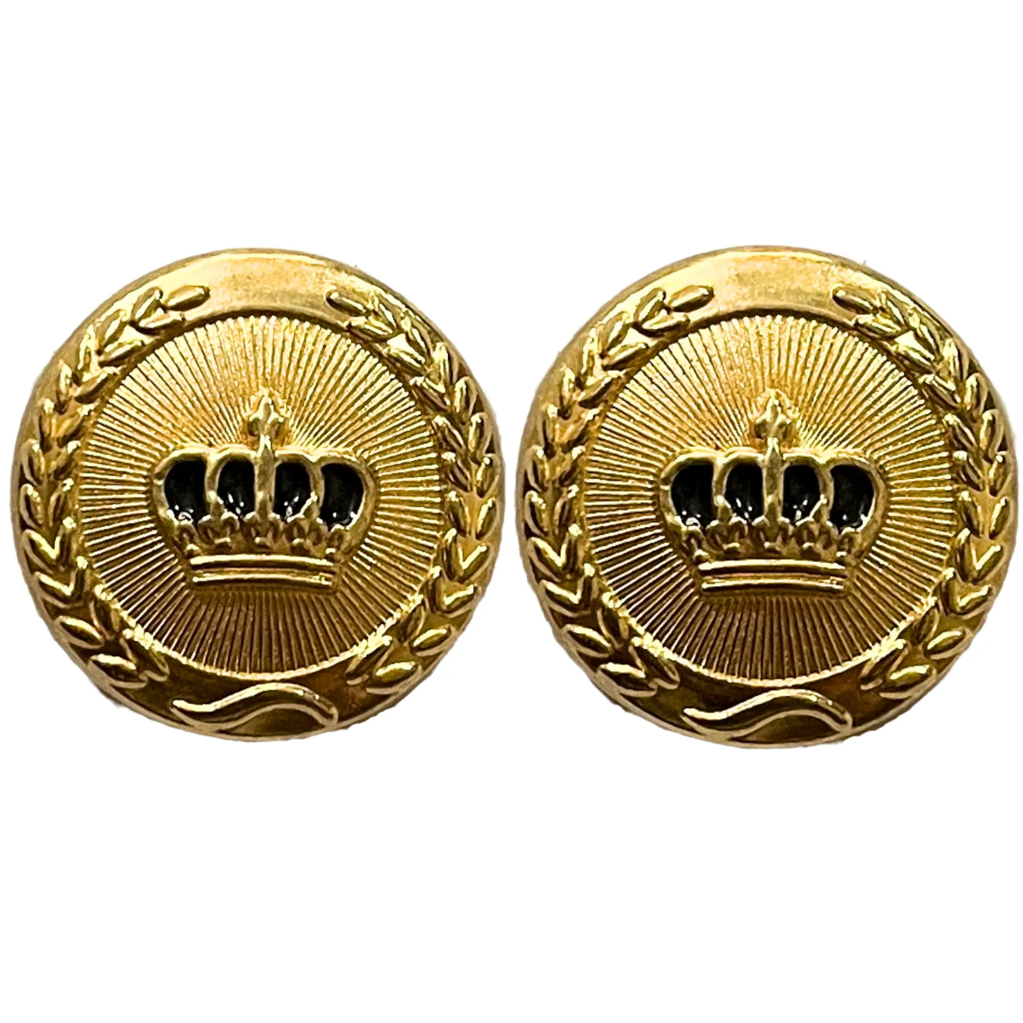 Black & Golden King and Queen Crown Design Round 1 Hole Metal Buttons