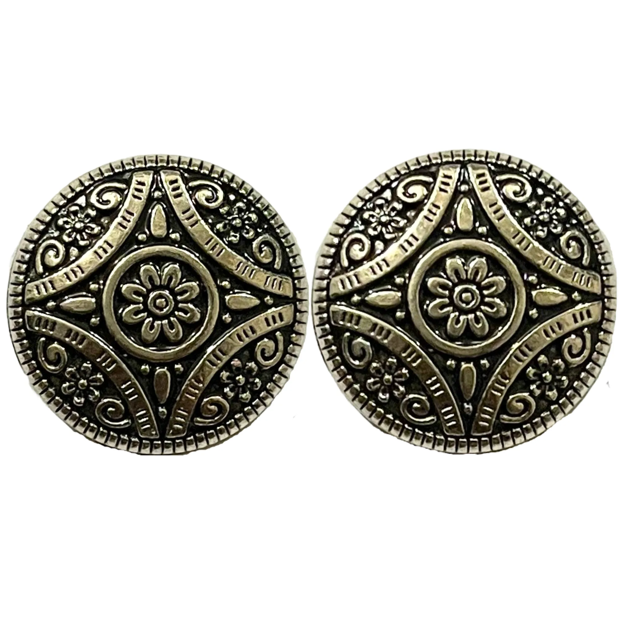 Black & Silver Color Attractive Regal Traditional 1 Hole Round Metal Buttons