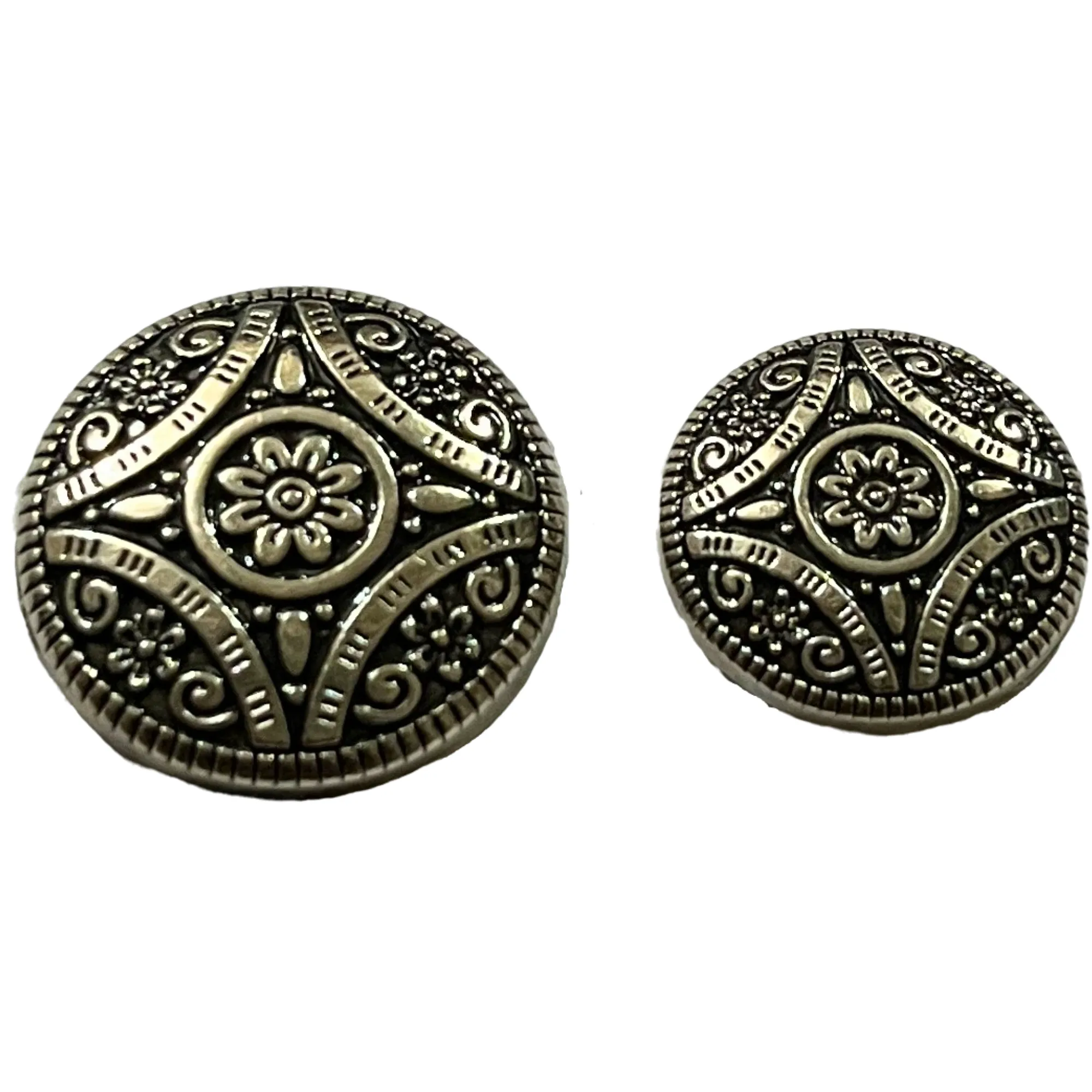 Black & Silver Color Attractive Regal Traditional 1 Hole Round Metal Buttons