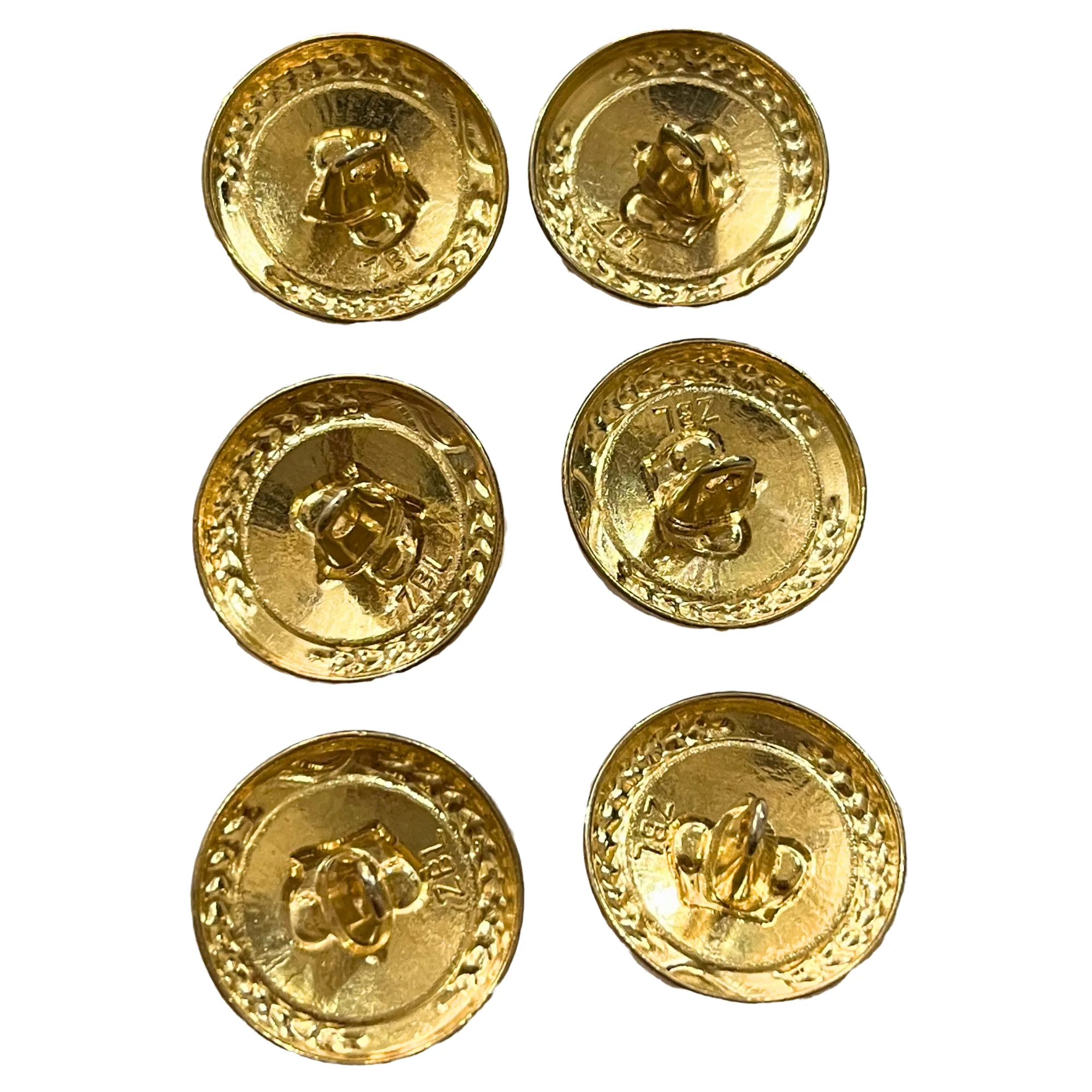 Blue & Golden King and Queen Crown Design Round 1 Hole Metal Buttons