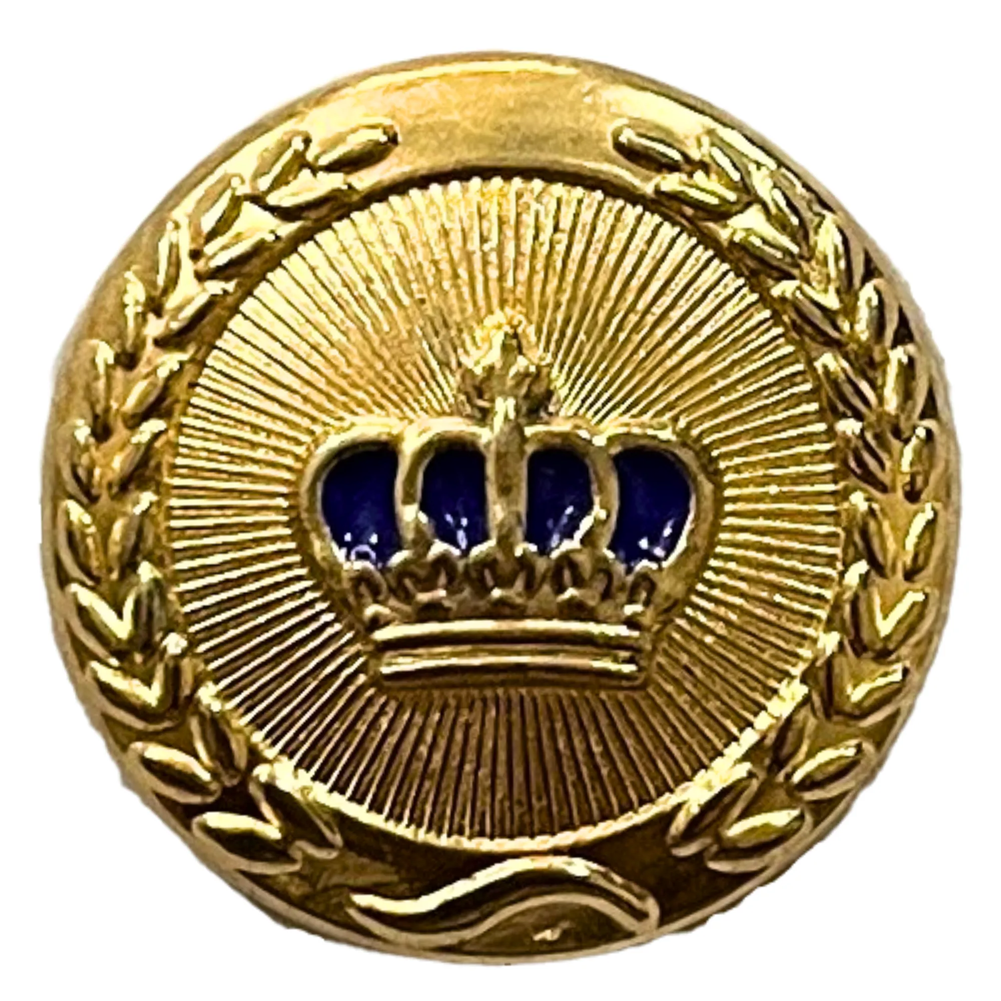 Blue & Golden King and Queen Crown Design Round 1 Hole Metal Buttons