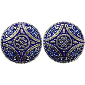 Blue & Silver Color Attractive Regal Traditional 1 Hole Round Metal Buttons