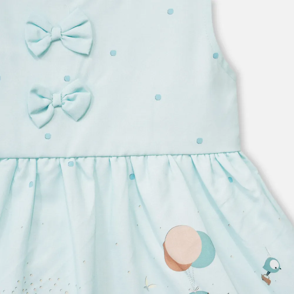 Blue Animal Theme Sleeveless Frock