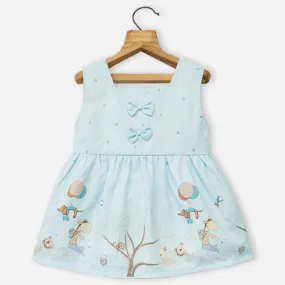 Blue Animal Theme Sleeveless Frock