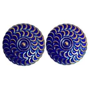 Blue Color Elegant Traditional Designer Round 1 Hole Metal Buttons