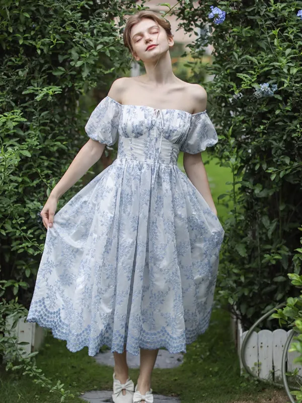 Blue Floral Emma Elegance Dress