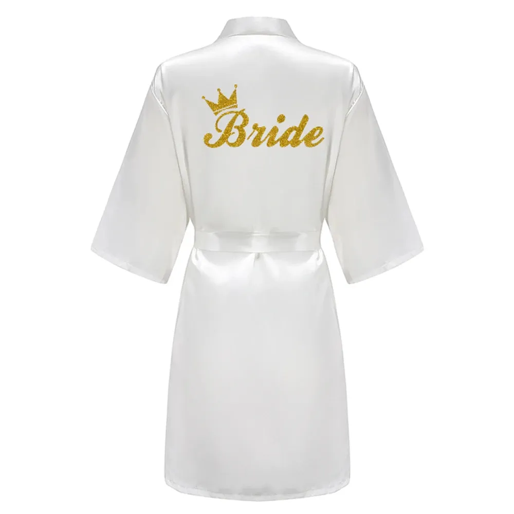 Blue Women Bathrobe White Letter Bride Bridesmaid Mother Maid of Honor Get Ready Bridal Party Robes Gifts Dressing Gown