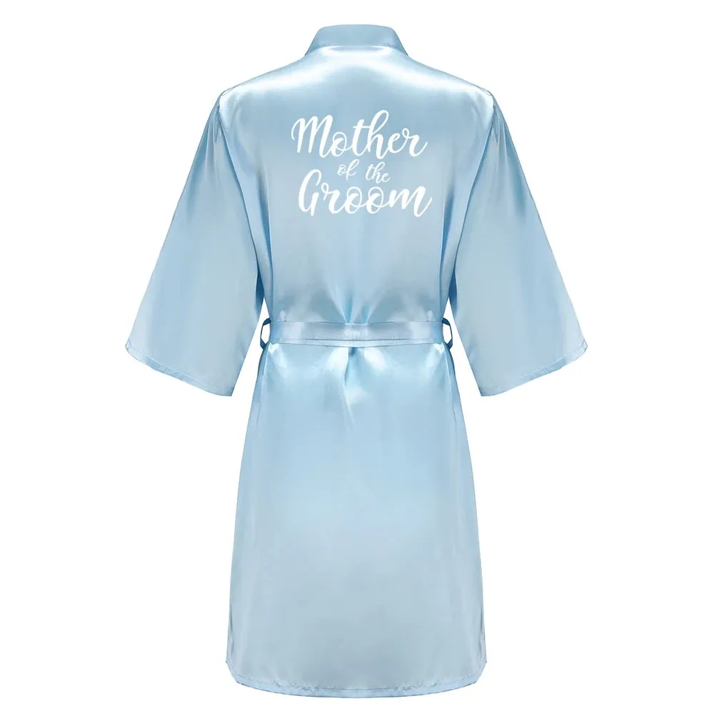 Blue Women Bathrobe White Letter Bride Bridesmaid Mother Maid of Honor Get Ready Bridal Party Robes Gifts Dressing Gown