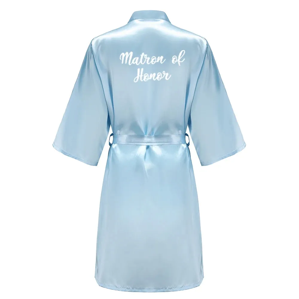 Blue Women Bathrobe White Letter Bride Bridesmaid Mother Maid of Honor Get Ready Bridal Party Robes Gifts Dressing Gown