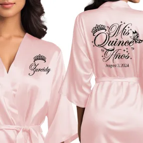 Blush Pink Mis Quince Años Robes, Pretty Quinceañera Robes, Robes for Mama de Quince | Quinceañera Gift