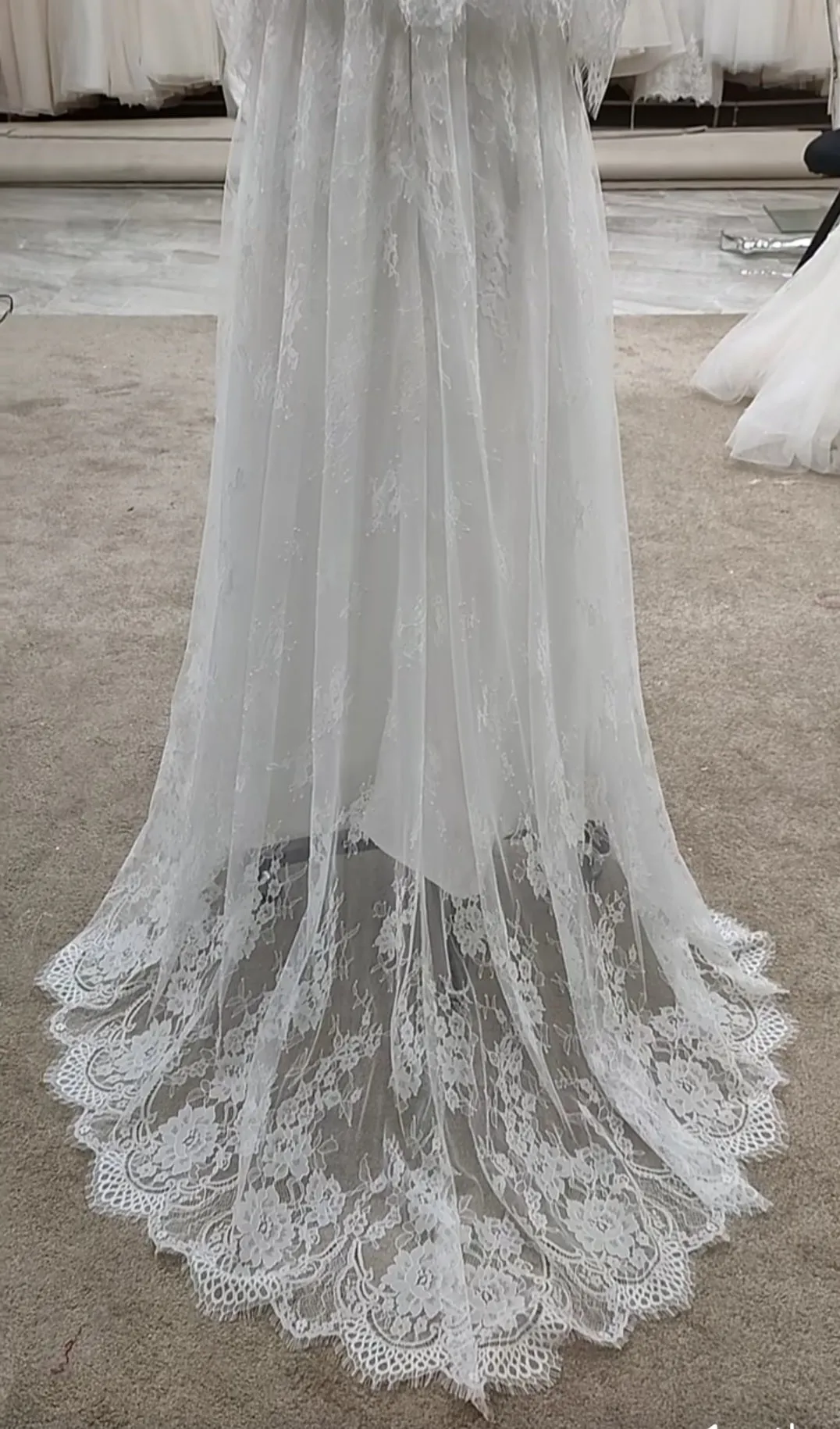 Boho Eyelash Off Shoulder Wedding Gown