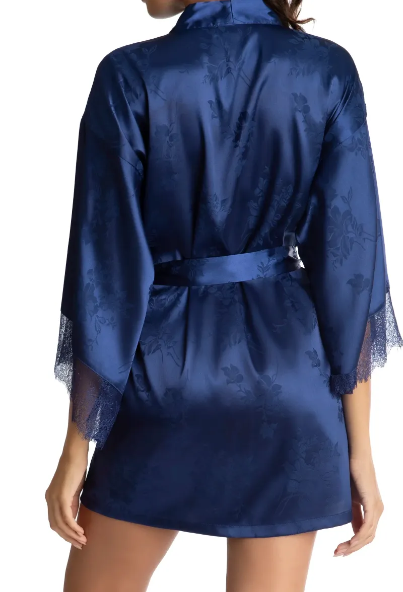 BRIGETTE Jacquard Robe in Navy