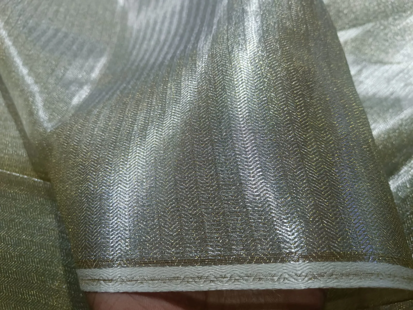 Brocade Tissue fabric available in 3 colors namely metallic antique gold / Reversable silver gold AND Silver Grey color 44" wide BRO888