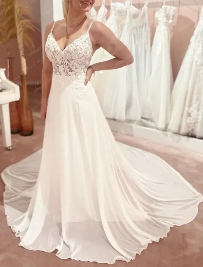 Chiffon/Lace Appliques Wedding Gown All Sizes/Colors