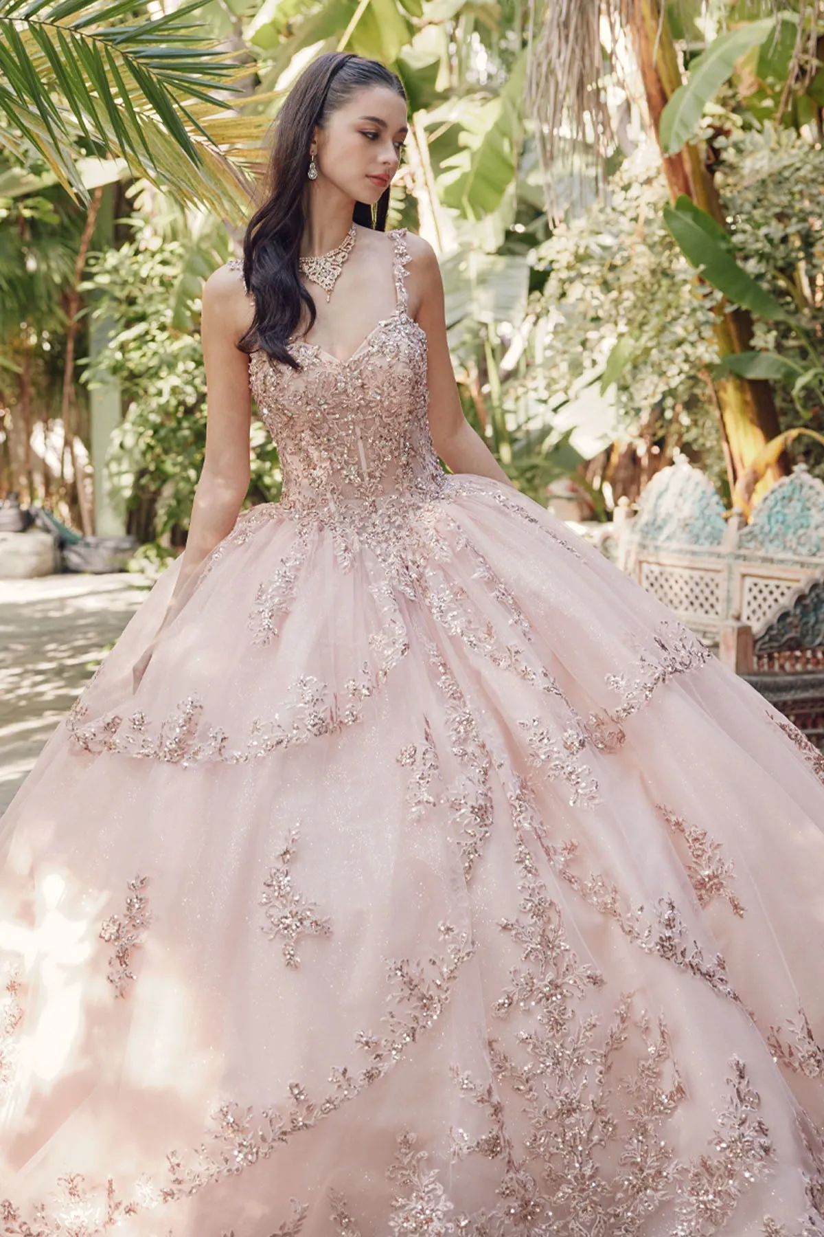 Cinderella-Inspired Off-Shoulder 3D Floral Applique Quinceañera & Wedding Gown | Embellished Sweetheart Bridal Dress