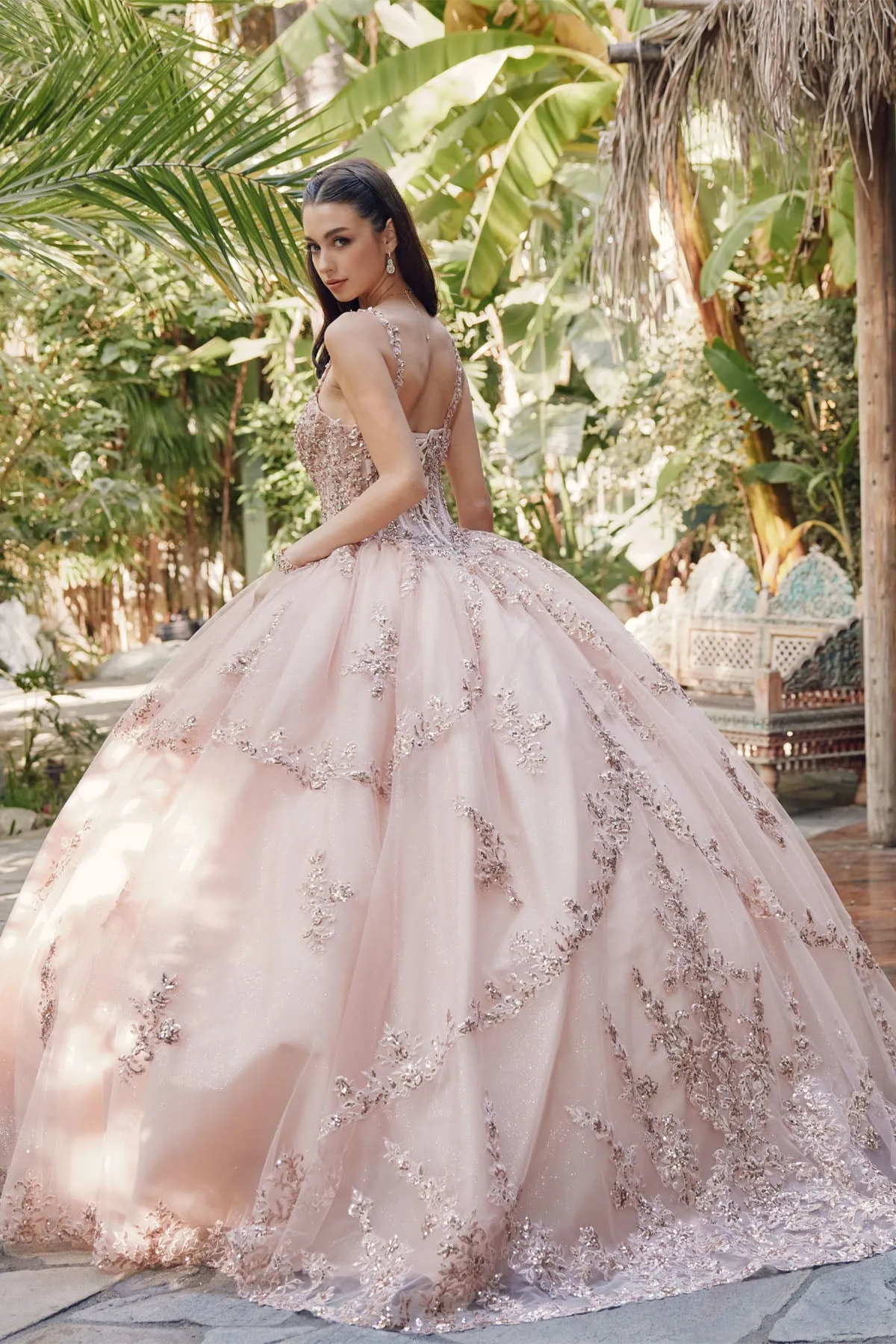 Cinderella-Inspired Off-Shoulder 3D Floral Applique Quinceañera & Wedding Gown | Embellished Sweetheart Bridal Dress