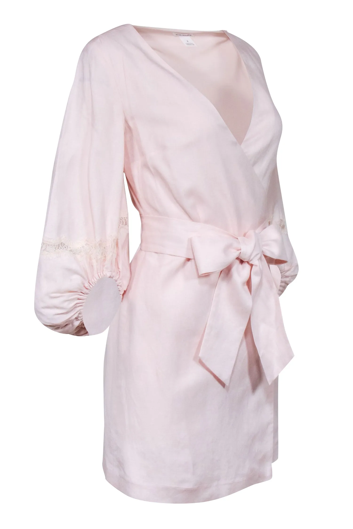 Club Monaco - Blush Pink Linen Blend Crop Sleeve Wrap Dress Sz 0