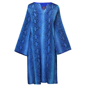 Cobalt Blue Serpente Italian Silk Tunic