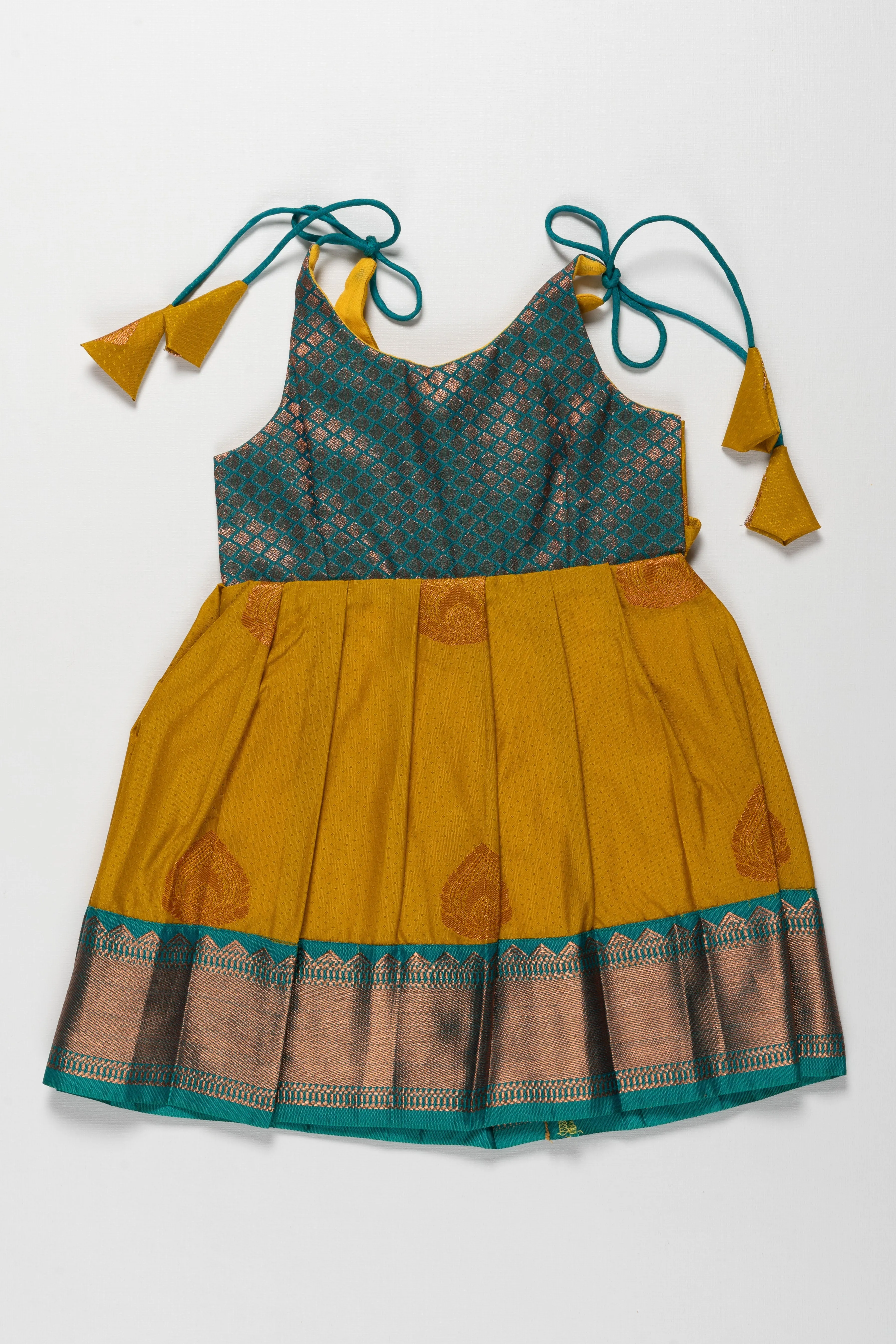 Colorful Silk Tie-Up Frock for Temple Visits and Namakaranam: Stylish Must-Have with Vibrant Patterns