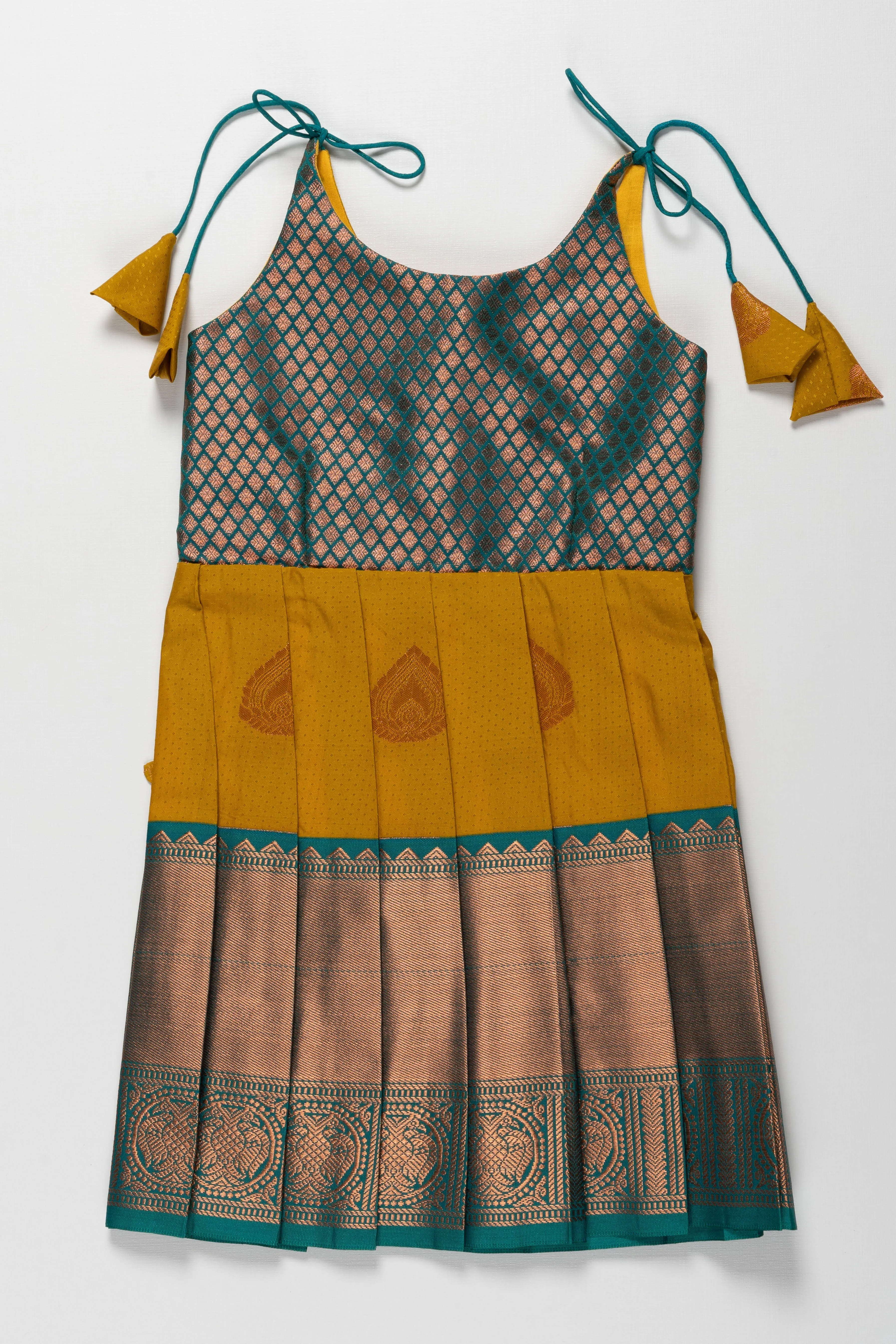 Colorful Silk Tie-Up Frock for Temple Visits and Namakaranam: Stylish Must-Have with Vibrant Patterns