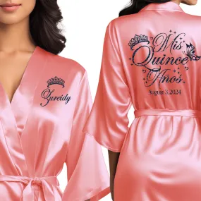 Coral Mis Quince Años Robes, Pretty Quinceañera Robes, Robes for Mama de Quince | Quinceañera Gift