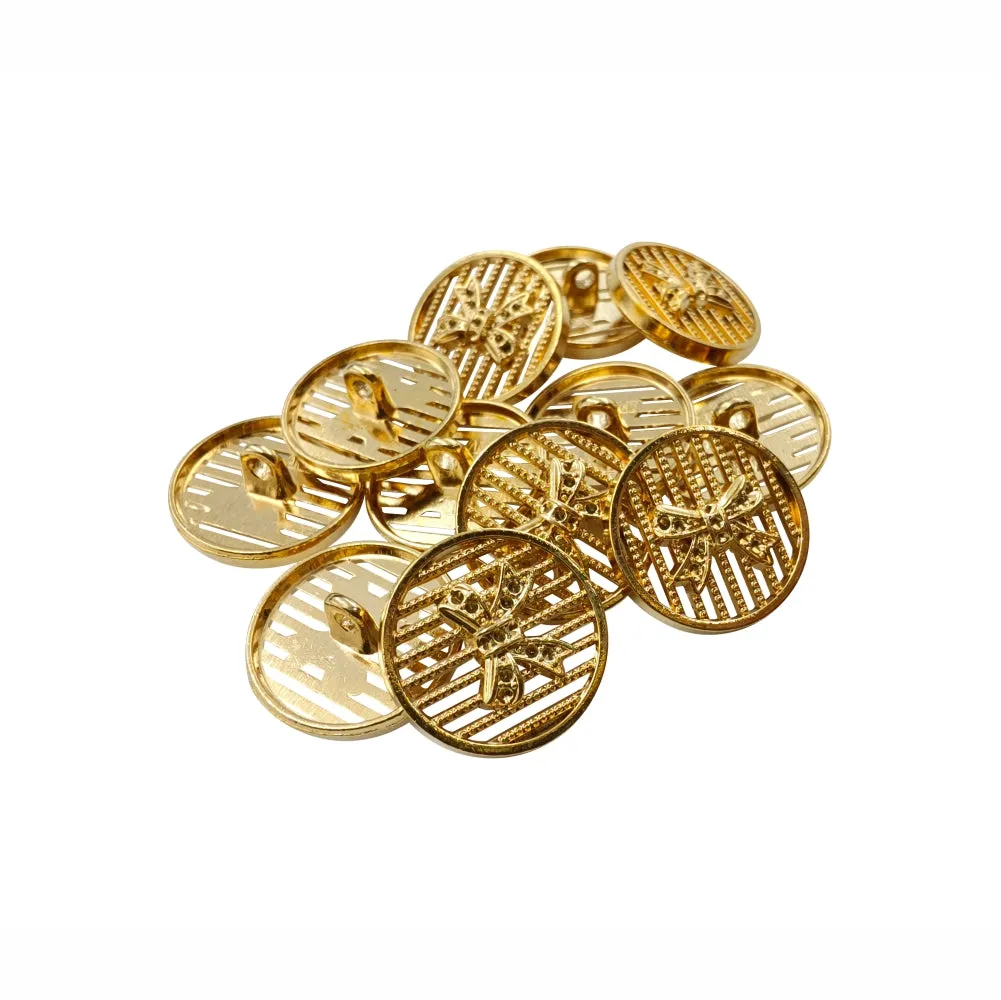 Cute Bow Design Cutwork Style Metal Buttons for Women Clothing