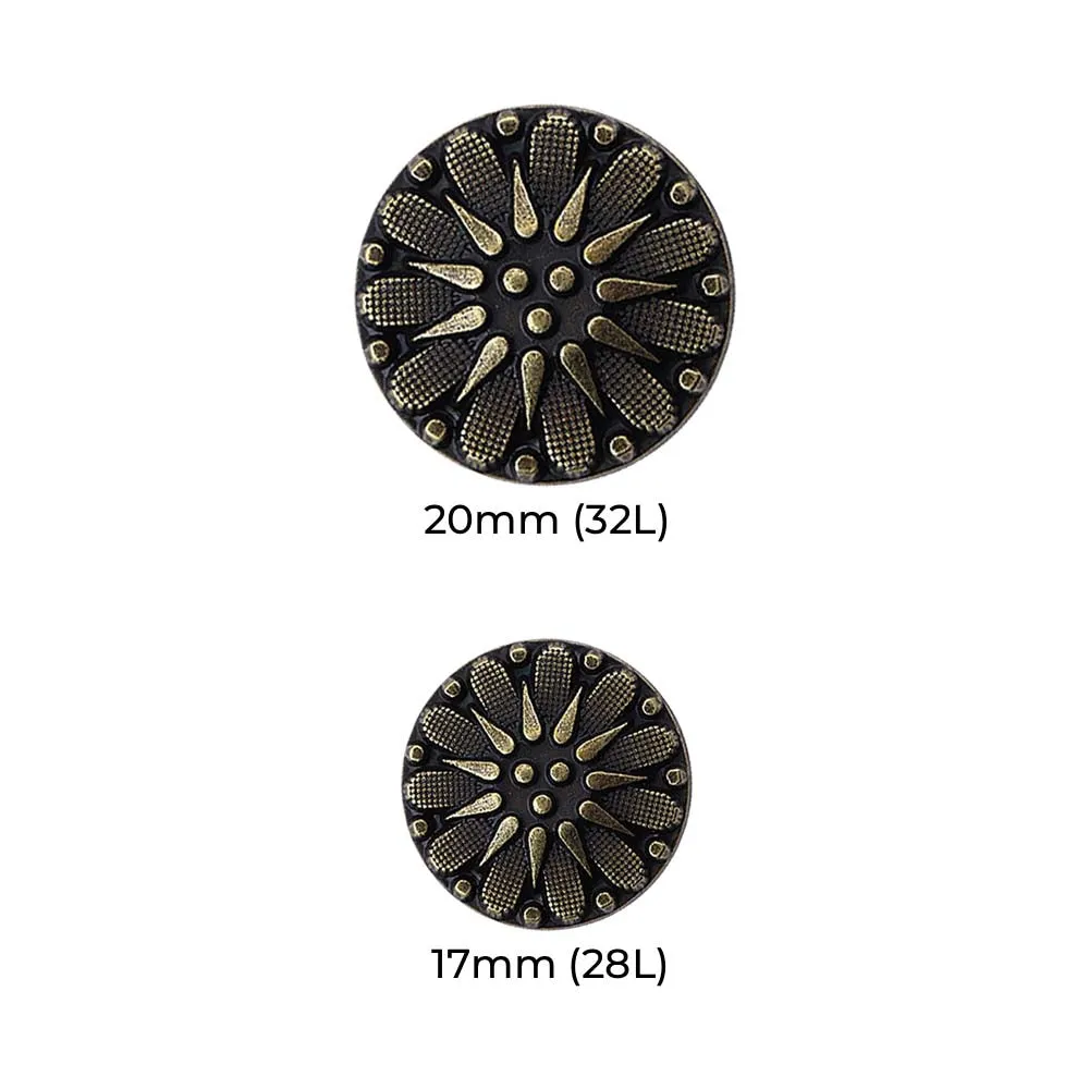 Designer Floral Pattern Antique Finish Metal Buttons