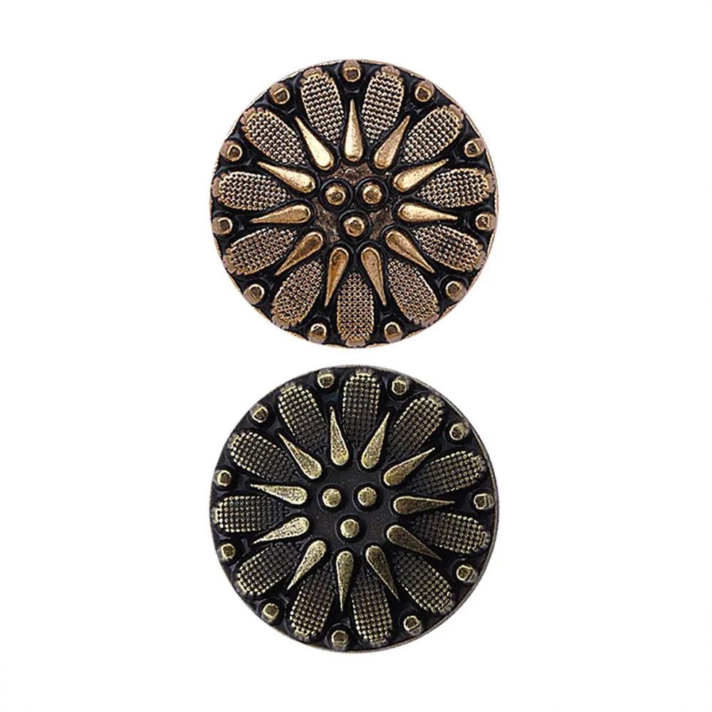 Designer Floral Pattern Antique Finish Metal Buttons