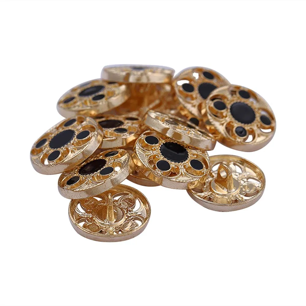 Designer Shiny Gold Cutwork Design Enamel Colour Metal Buttons