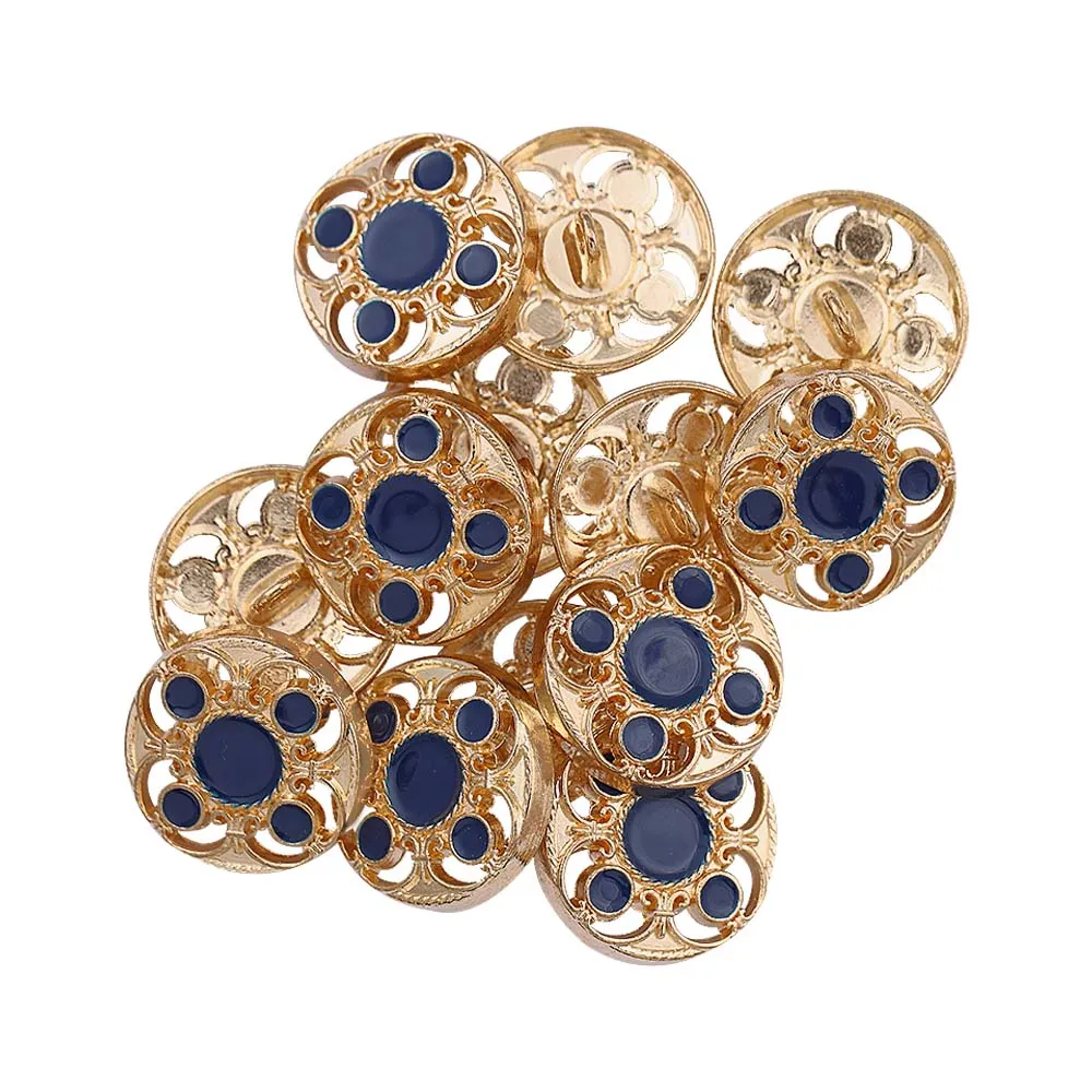 Designer Shiny Gold Cutwork Design Enamel Colour Metal Buttons