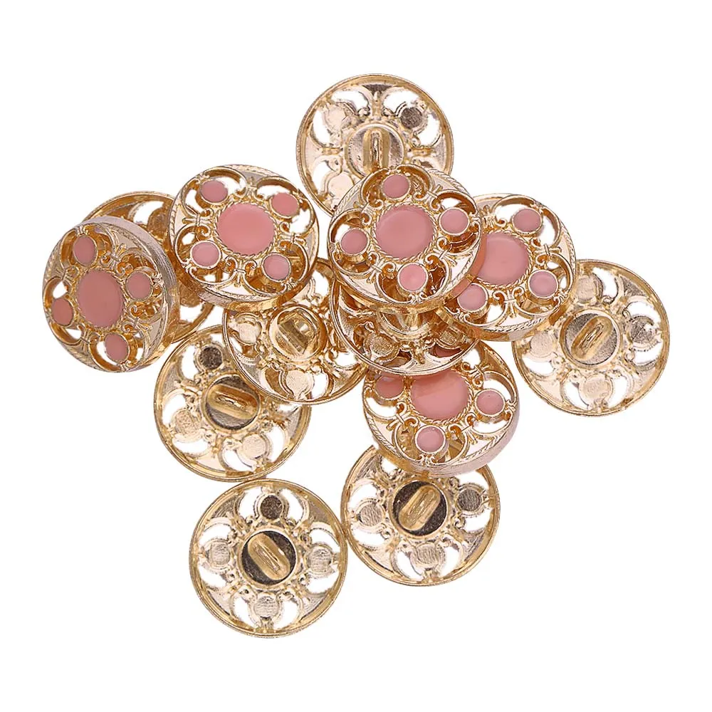 Designer Shiny Gold Cutwork Design Enamel Colour Metal Buttons