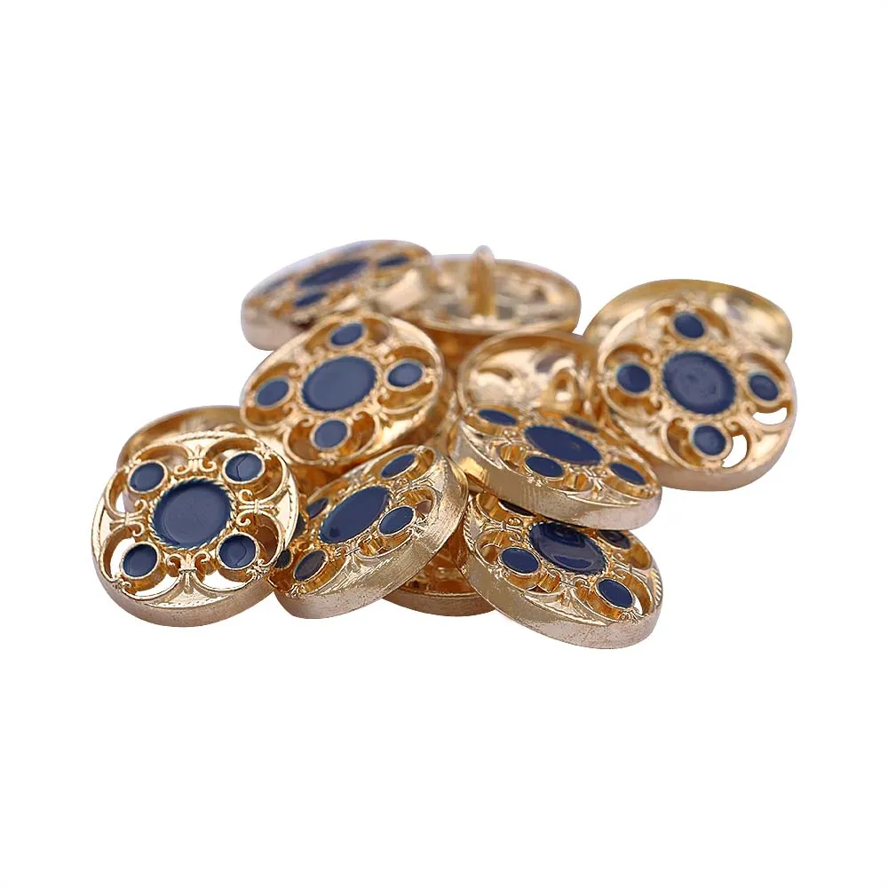 Designer Shiny Gold Cutwork Design Enamel Colour Metal Buttons