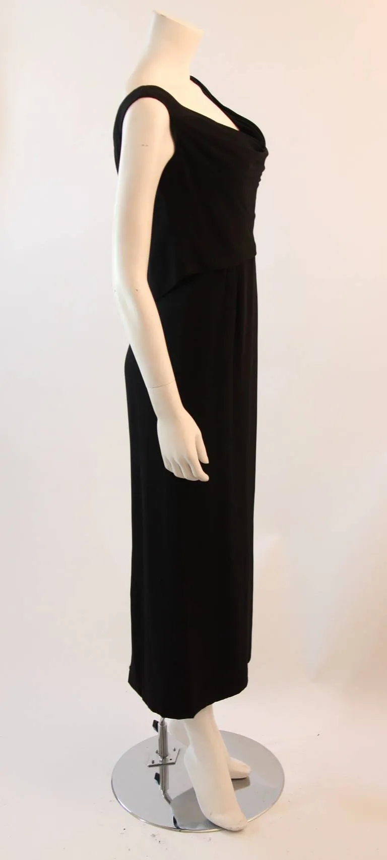 DOROTHY O'HARA Black Silk Crepe Gown with Drape