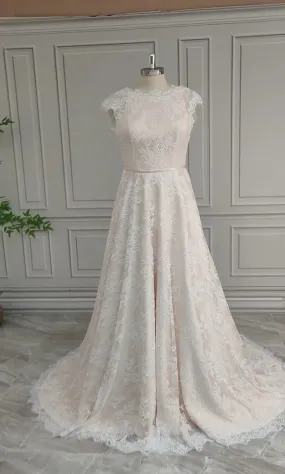 Eyelash Lace A Line Wedding Gown