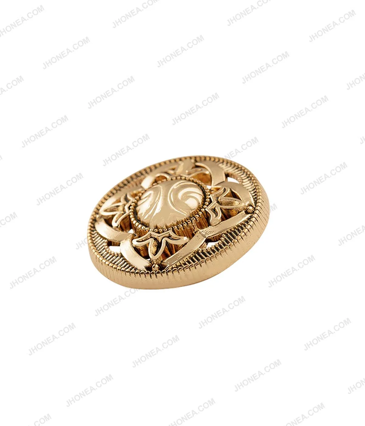 Filigree Design Shiny Light Gold Shank Metal Buttons