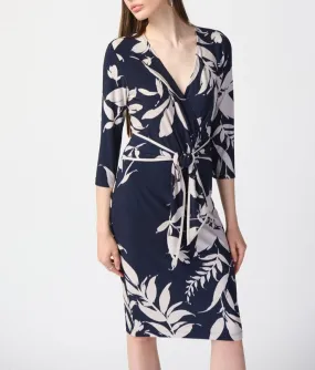 Floral Print Silky Knit Wrap Dress