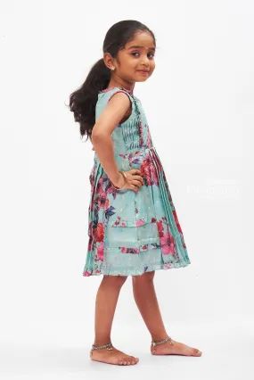 Floral Whisper Cotton Frock with Shimmer Accents for Girls