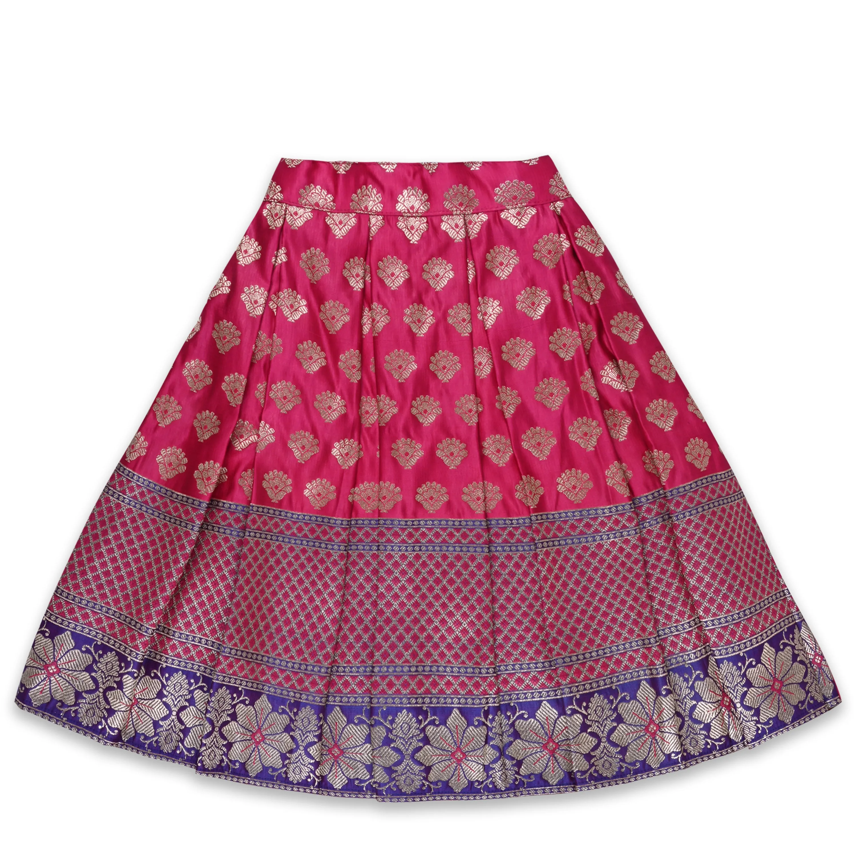 Girls Ethnic Woven Design Top and Skirt Set